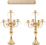 Candelabras Centerpieces for Tables, 20" Tall Candlestick Holder for Taper Candles, 5 Arm Crystal Candelabra Candle