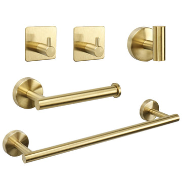 Bathroom Hardware Set, Thick Stainless Steel Bath Towel Bar Set Including Towel Rack +Toilet Paper Holder+3 Robe