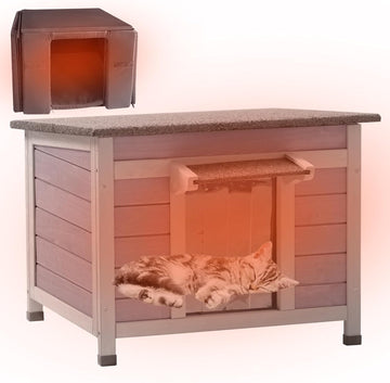 Cat House Outdoor Dog House with Insulation Liner Rabbit Hutch Feral Kitty Shelter for Outdoor Cats Cat Shelter