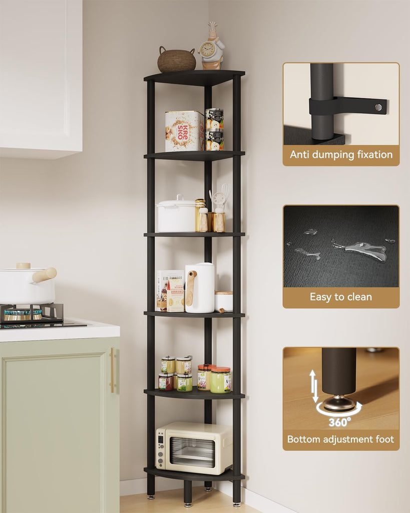 6 Tier Corner Shelf Stand, Industrial Corner Display Rack