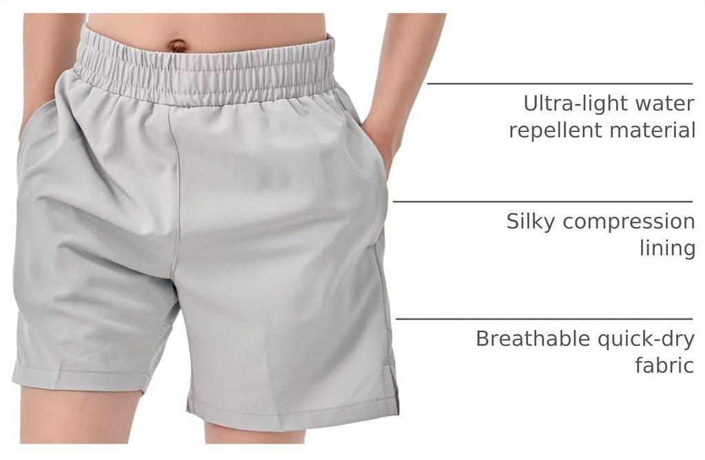 2 Pack Boys Box Brief Liner Compression Zipper Pocket Shorts Kids Quick Dry Active Sports Shorts with Reflective Strip