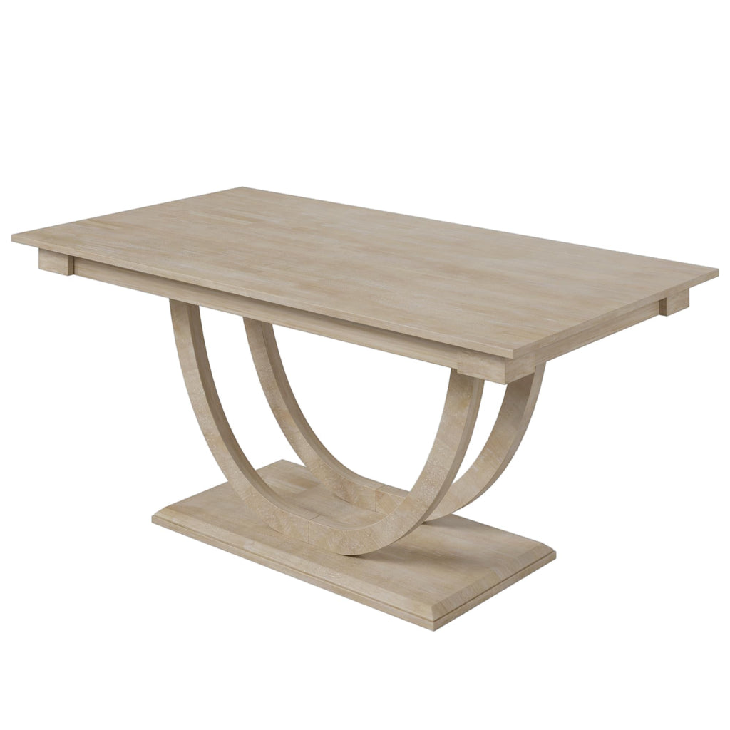 6-Piece Dining Table Set for 6, Farmhouse Kitchen Dining Room Table Set with Recantgle Table and Upholstered Bench