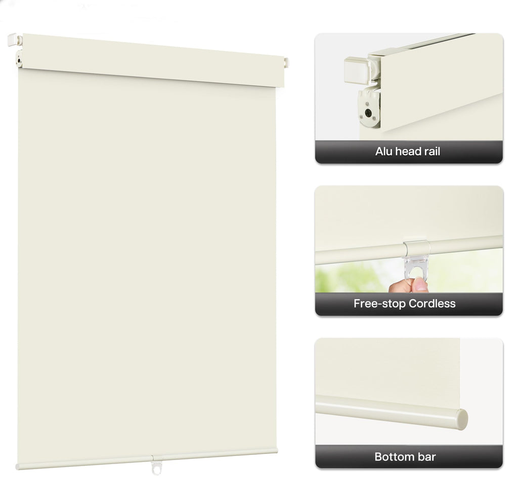 No Drill Blackout Roller Shades, Cream