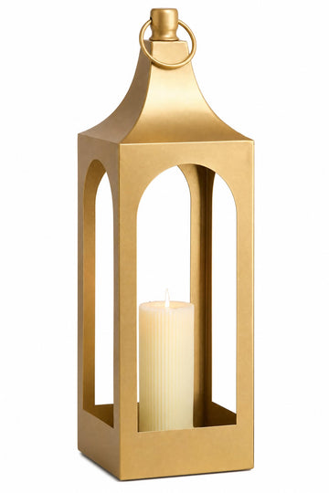 25" Extra-Large Grace Spire Floor Lantern - Gold Heavy Metal No Glass - in/Out Use, for