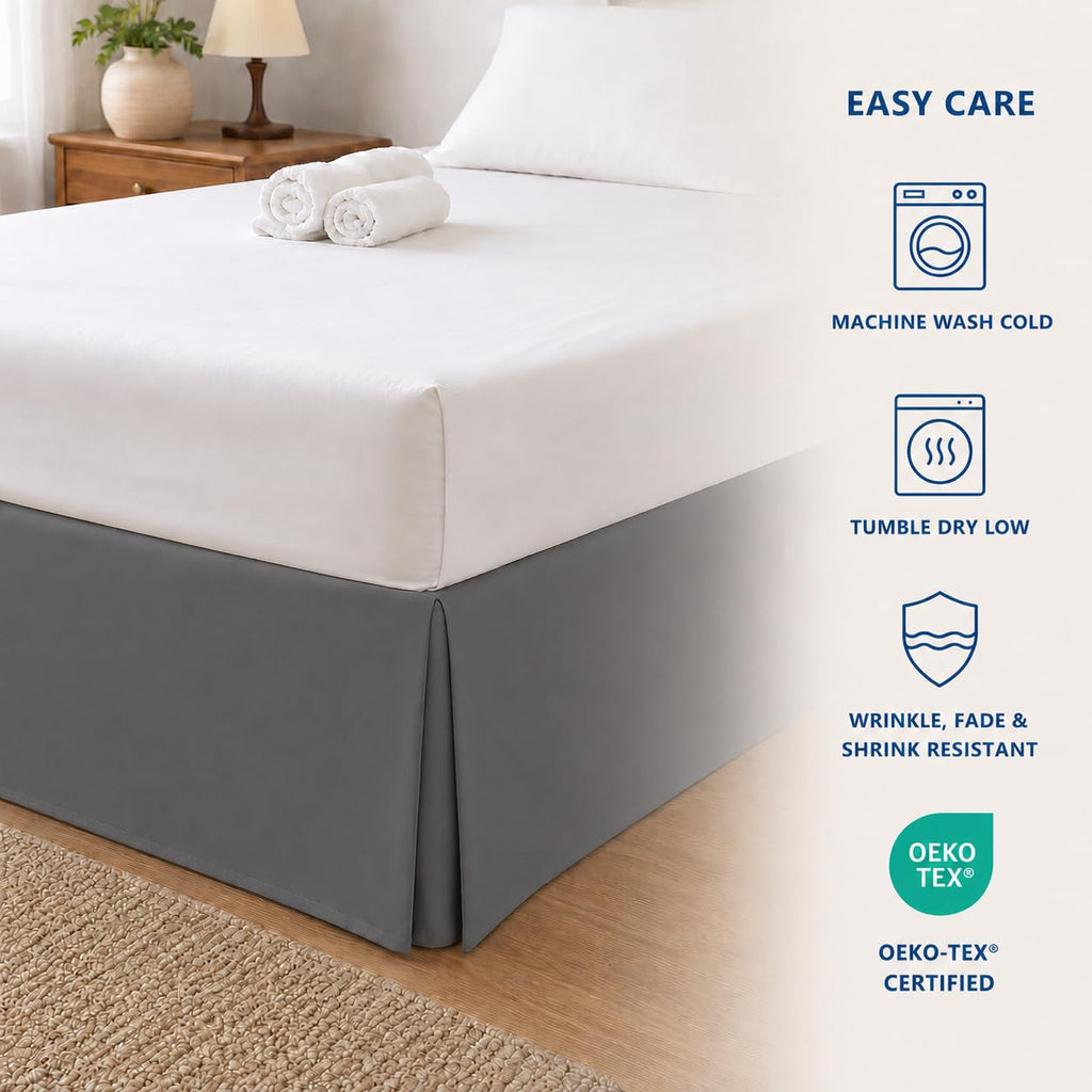 Twin Tailored Pleated Bed Skirt, 14" Drop, Charcoal Gray