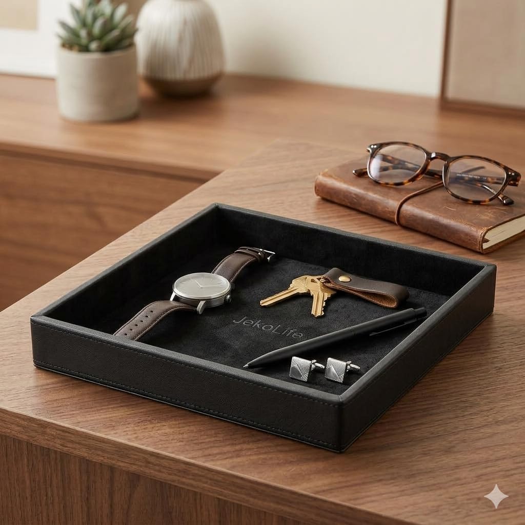 Valet Tray Organizer for Men,EDC Desk Organizer,Black