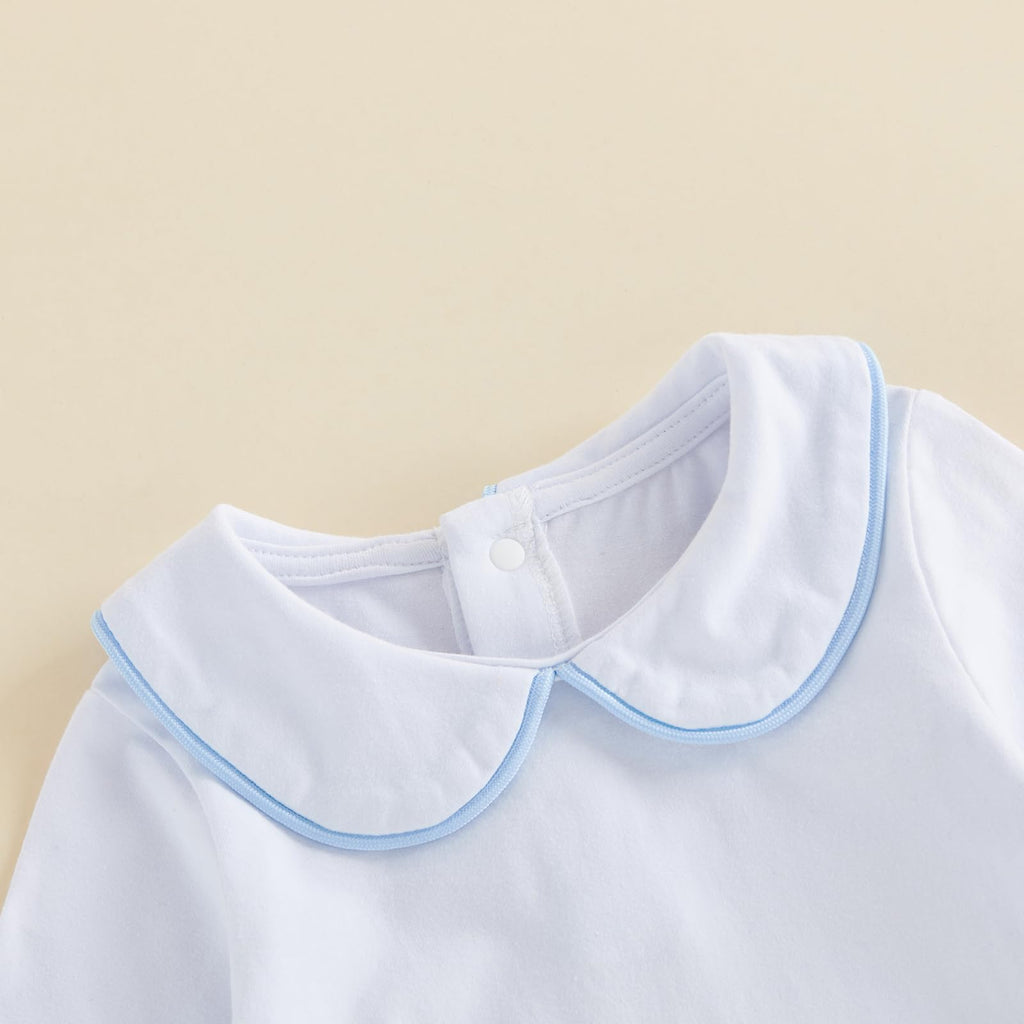 Newborn Baby Girl Boy Clothes Peter Pan Collar Romper Long Sleeve Cotton Neutral Jumpsuit Infant Fall Winter Outfits