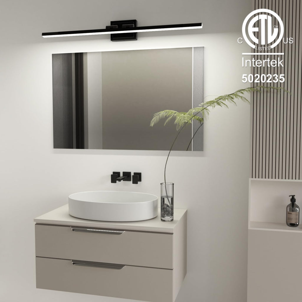 Modern Bathroom Vanity Light 48 inch, Rotatable, 30W Dimmable 5CCT Led Bathroom Light Fixture Over Mirror, Black Bar