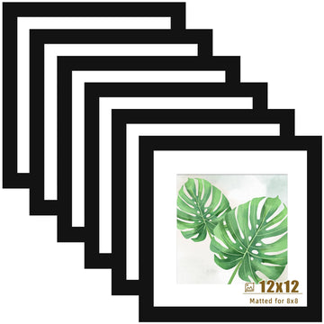 12x12 Picture Frame Black Set of 6, Diamond Art Painting Frames Display Photo 8x8 or 12 x 12 without Mat, Wall