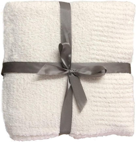 Cream Throw Blanket, Super Soft Knit Blankets, Cozy Fleece Fuzzy Fluffy Plush Chenille Throws Blanket, Cream, 60 x 80