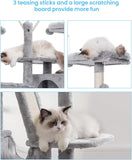 Cat Tree, 53 inch Cat Tower for Indoor Cats, Cat House with Padded Platform Bed, Toy Balls, Large Cozy Condo