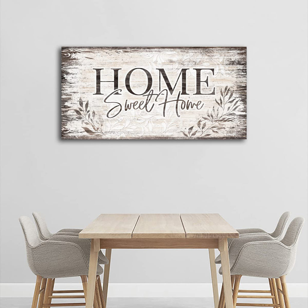 Sweet Home Wall Art Dark Brown Rustic Farmhouse Canvas Sign, 20"x40"