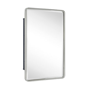 16x24 Brushed Nickel Recessed Bevel Mirrored Bathroom Medicine Cabinet