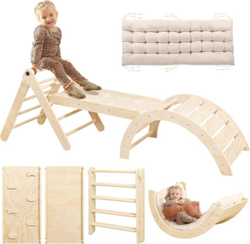 Triangle Set with Cushion, 7 in 1 Toddler Climbing Toys Indoor