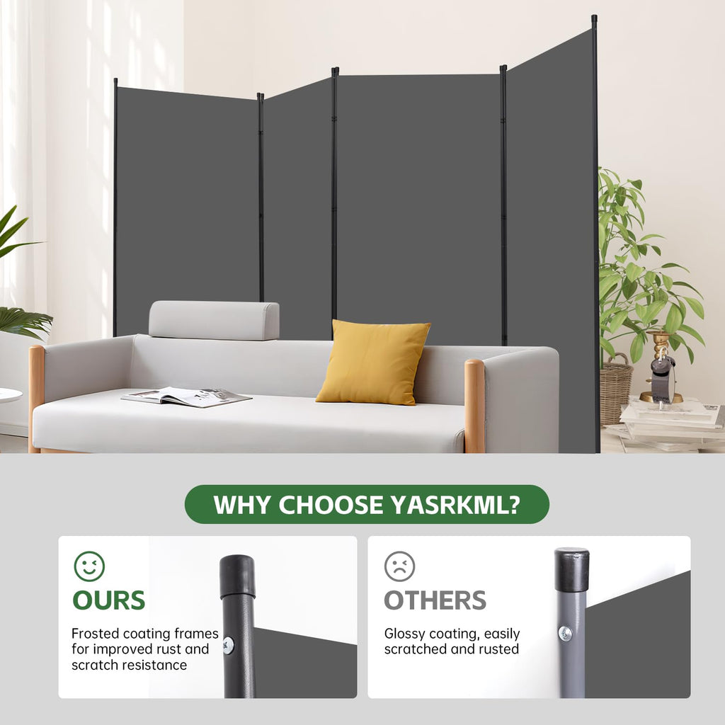 4 Panel Folding Room Divider, Sturdy Frame Freestanding Wall Divider