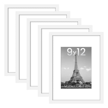 9x12 Picture Frame, Gallery Wall Frames Set of 5, White