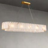 Alabaster Chandelier Rectangle,Modern Dining Room Chandeliers,Spanish Marble Pendant Light Fixture for Living Room,Kitchen Island,L55 inchs,12-Lights G9 A125-B0F5WZ8VTK