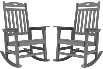 Rocking Chair Outdoor, Oversize Rocking Chair HIPS, Set of 2, Grey