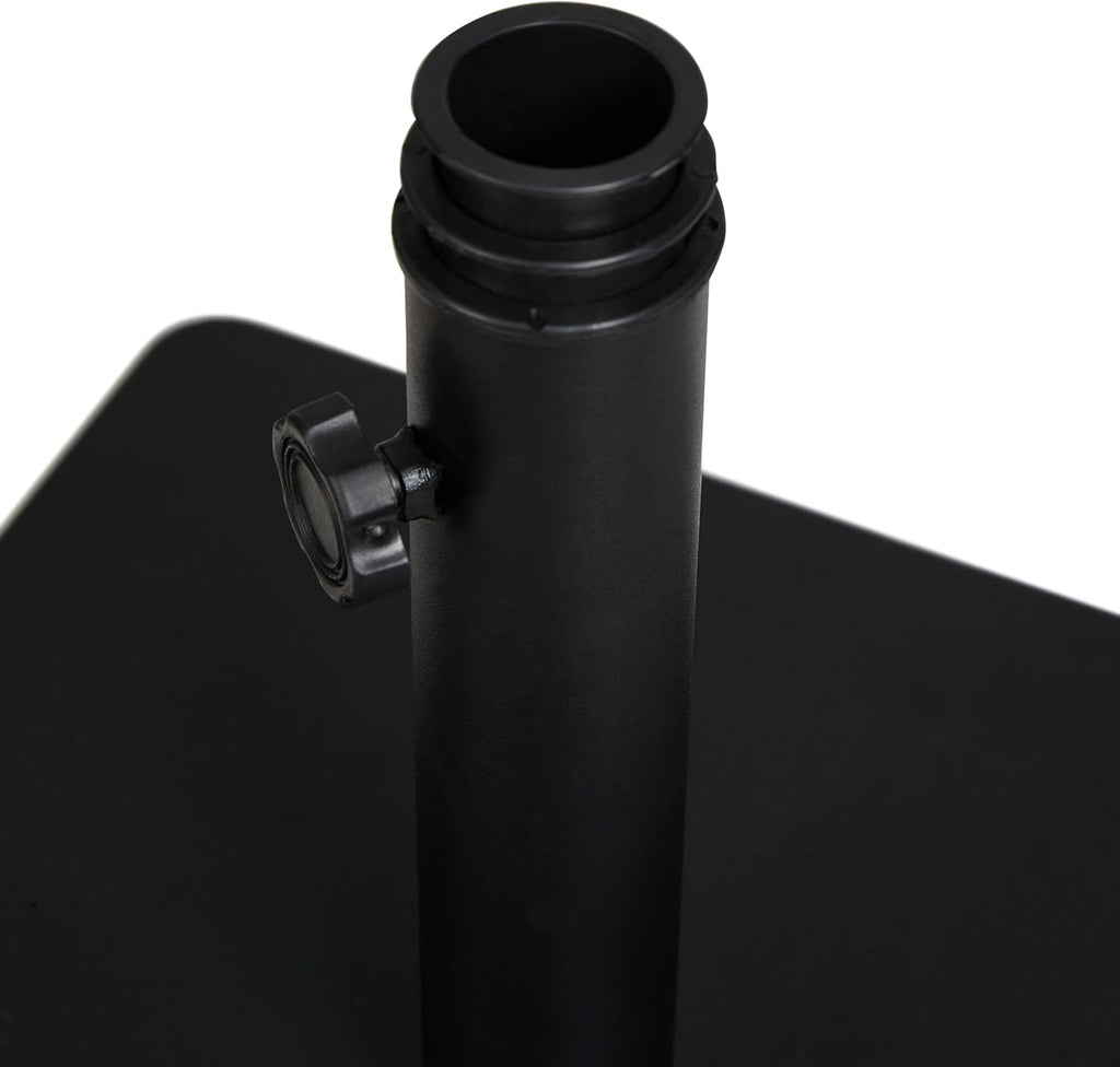 25 lb Steel Patio Umbrella Base Stand, Black | 25 lb steel design, low-profile shape, fits 1.5 to 2 in poles