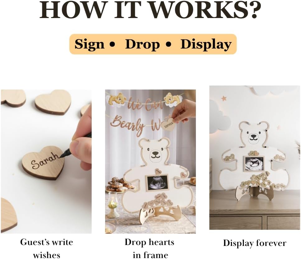 Baby Memory Keepsake Frame Guestbook - Luxury Baby Shower & First Birthday Guest Book Alternative - Preserve Wishes