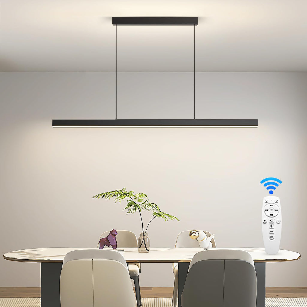 LED Island Lights, 3300k-6500K Dimmable Pool Table Light with Remote, Modern Pendant Lights, 56.29" LED Linear