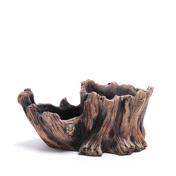 Cement Driftwood Planter Pots Imitation Stump Log Concrete Flower Succulent Pot/Container (8.3" L x 4.7" W x 3.5"