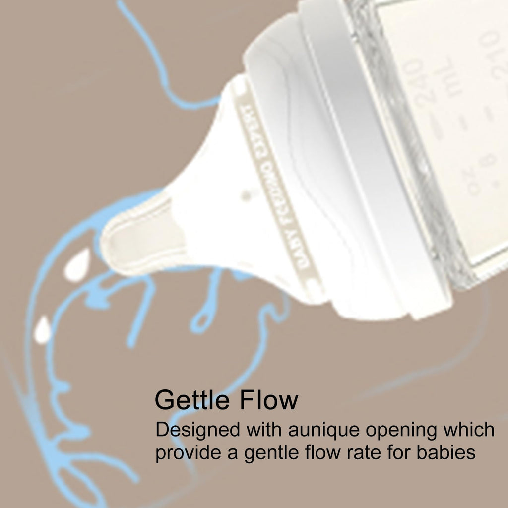 Natural Glass Baby Bottle, Gentle Flow Nipple(M) 8 Ounces 2 Count