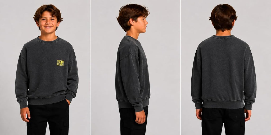 Boys Classic Crewneck Graphic Pullover Sweatshirt, Ribbed Cuffs