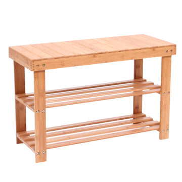 Natural Bamboo Shoe Rack Bench Shoe Organizer Entryway Seat Storage Shelf Hallway Furniture