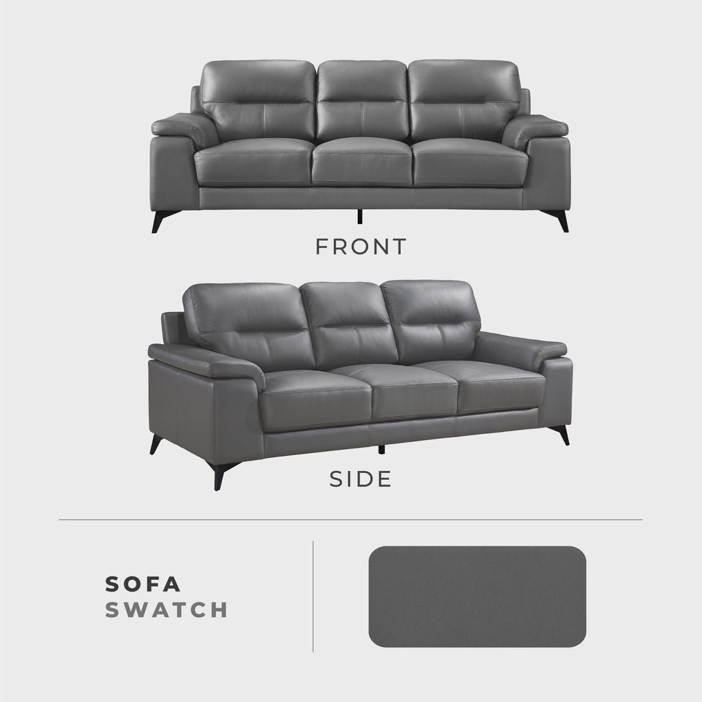 Leather Match Upholstered Oversized Sofa, Dark Gray