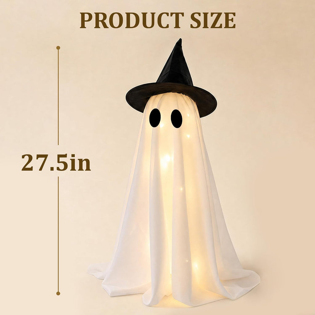 Halloween Decorations Light-Up Ghosts with Witch Hats - Set of 2