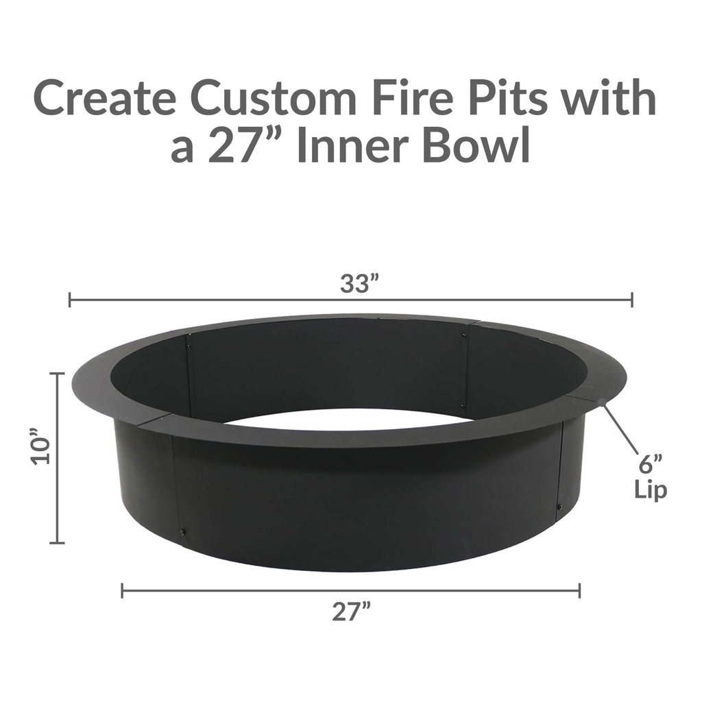 Heavy Duty Steel Fire Pit Ring Insert, 33" Outer / 27" Inner Dia