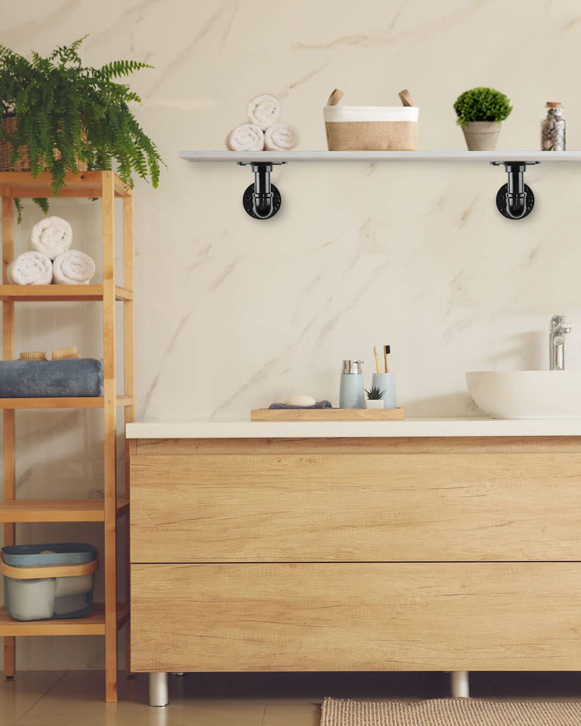 6Pcs 7"×4" L Pipe Shelf Bracket, Heavy Duty Wall Mount, DIY Shelving