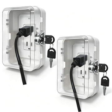Baby Proof Outlet Cover Box with Key Lock and Keyless Latch,Clear