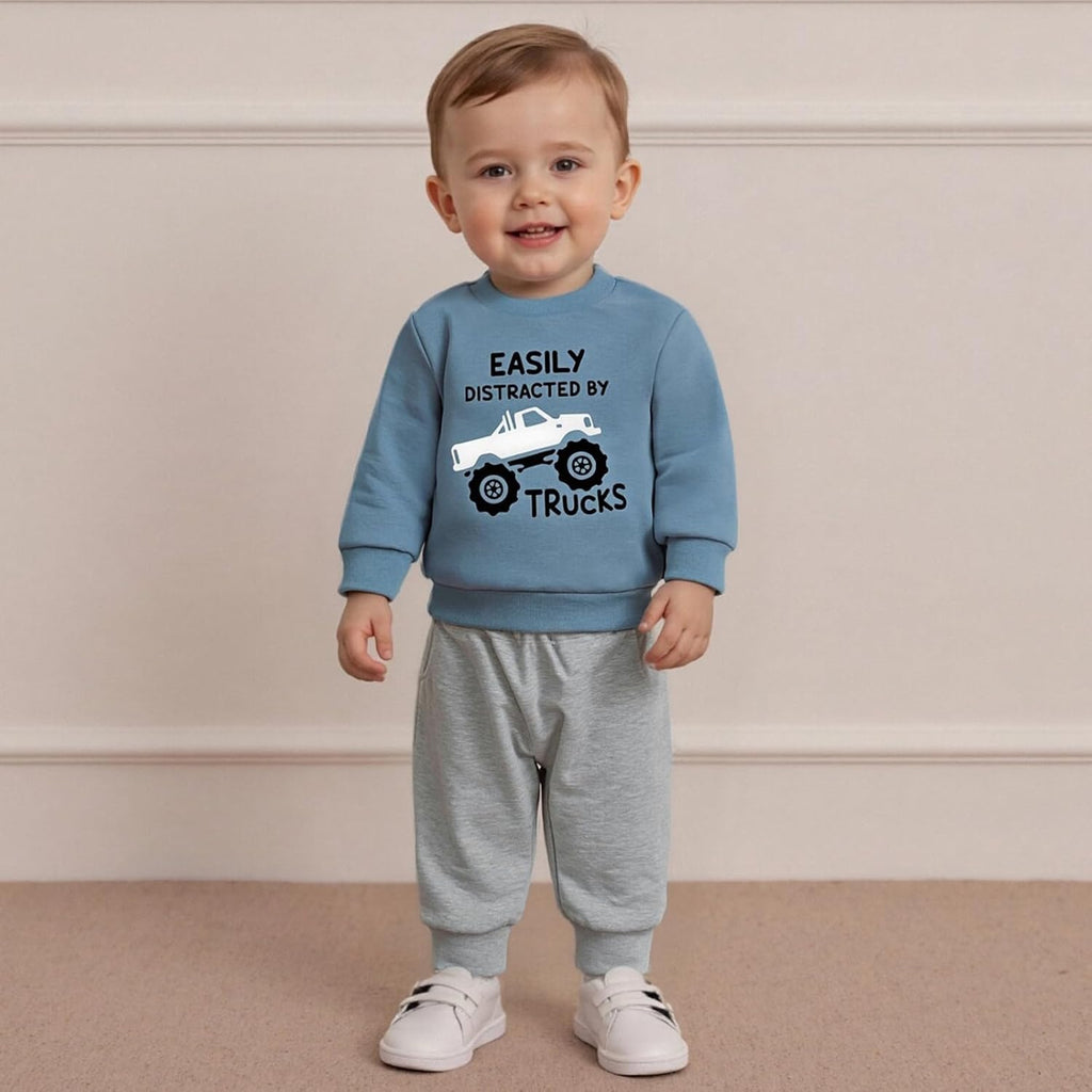 Toddler Baby Boy Fall Winter Clothes Truck Sweatshirt Pants Set 2Pcs Outfit