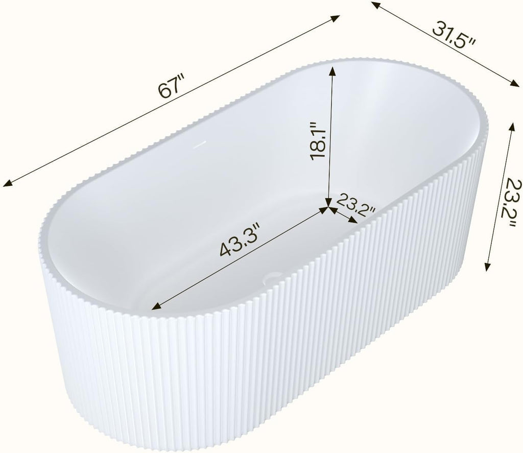59 Inch Acrylic Freestanding Bathtub, Deep Soaking Tub with Non-Slip Base, cUPC Certified Free Standing Tub, Chrome