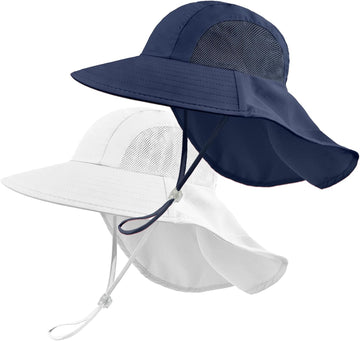 Pack Kids Sun Hat with Neck Flap, Bucket Hat for Girls Boys