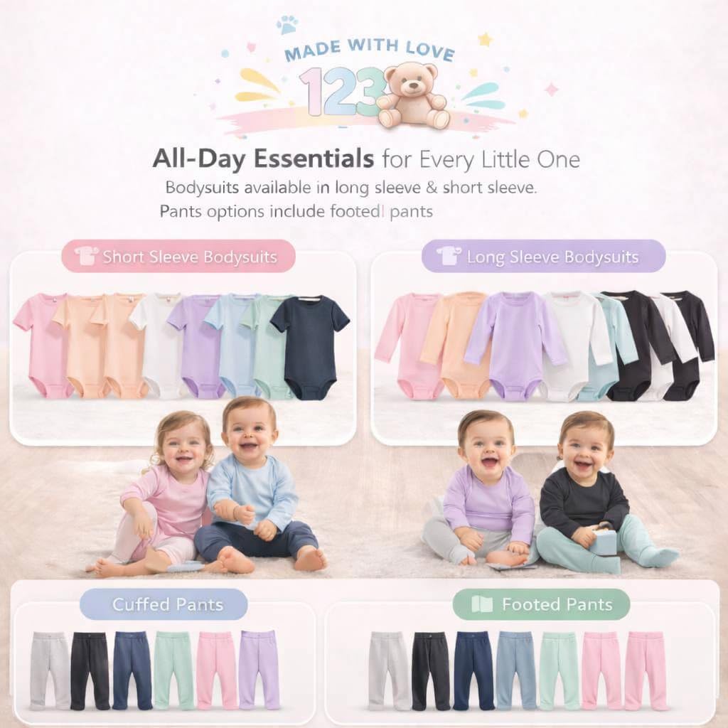 Baby Long-Sleeve Bodysuits Multipack, Boy Girl, to