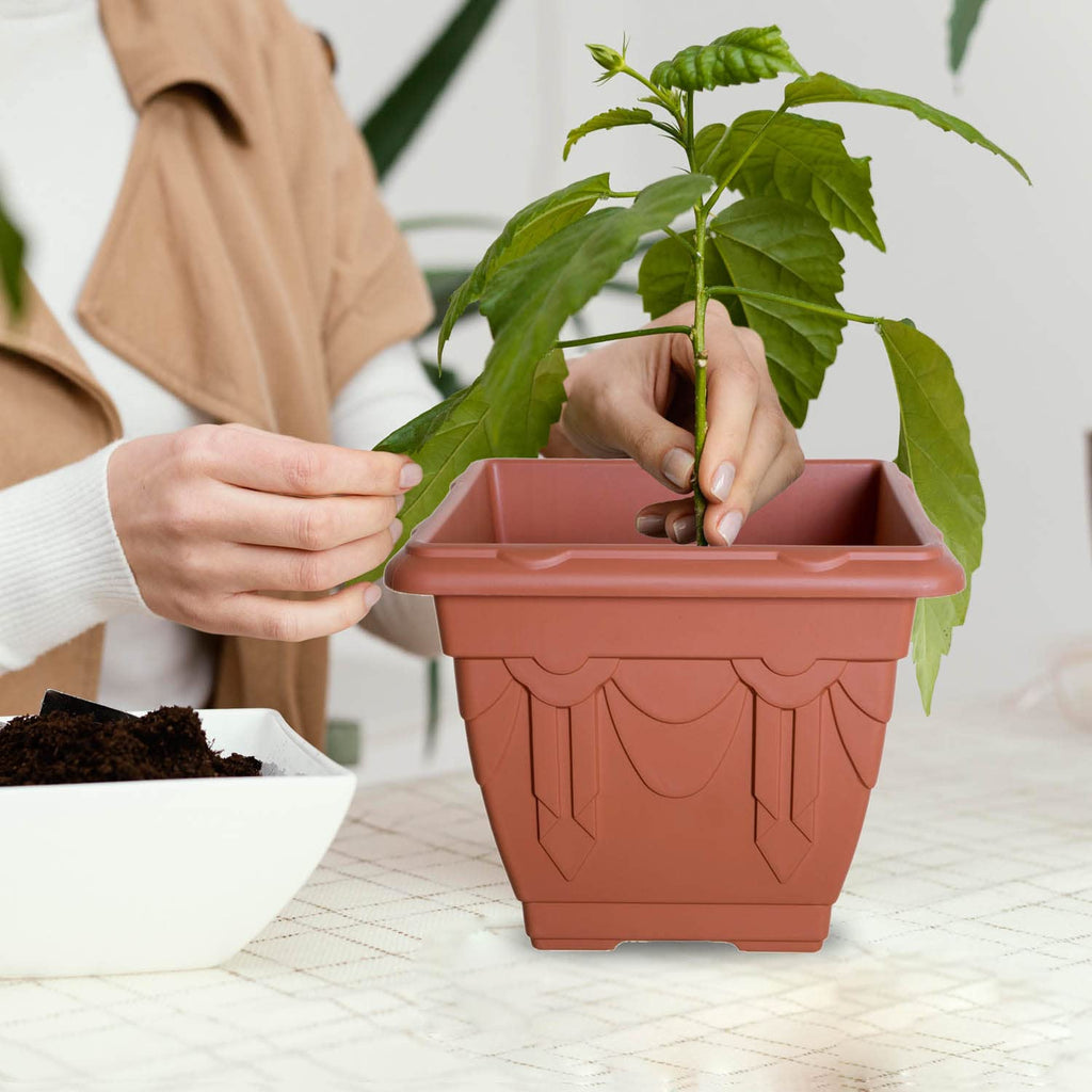 22cm Square Venetian Planter - Terracotta
