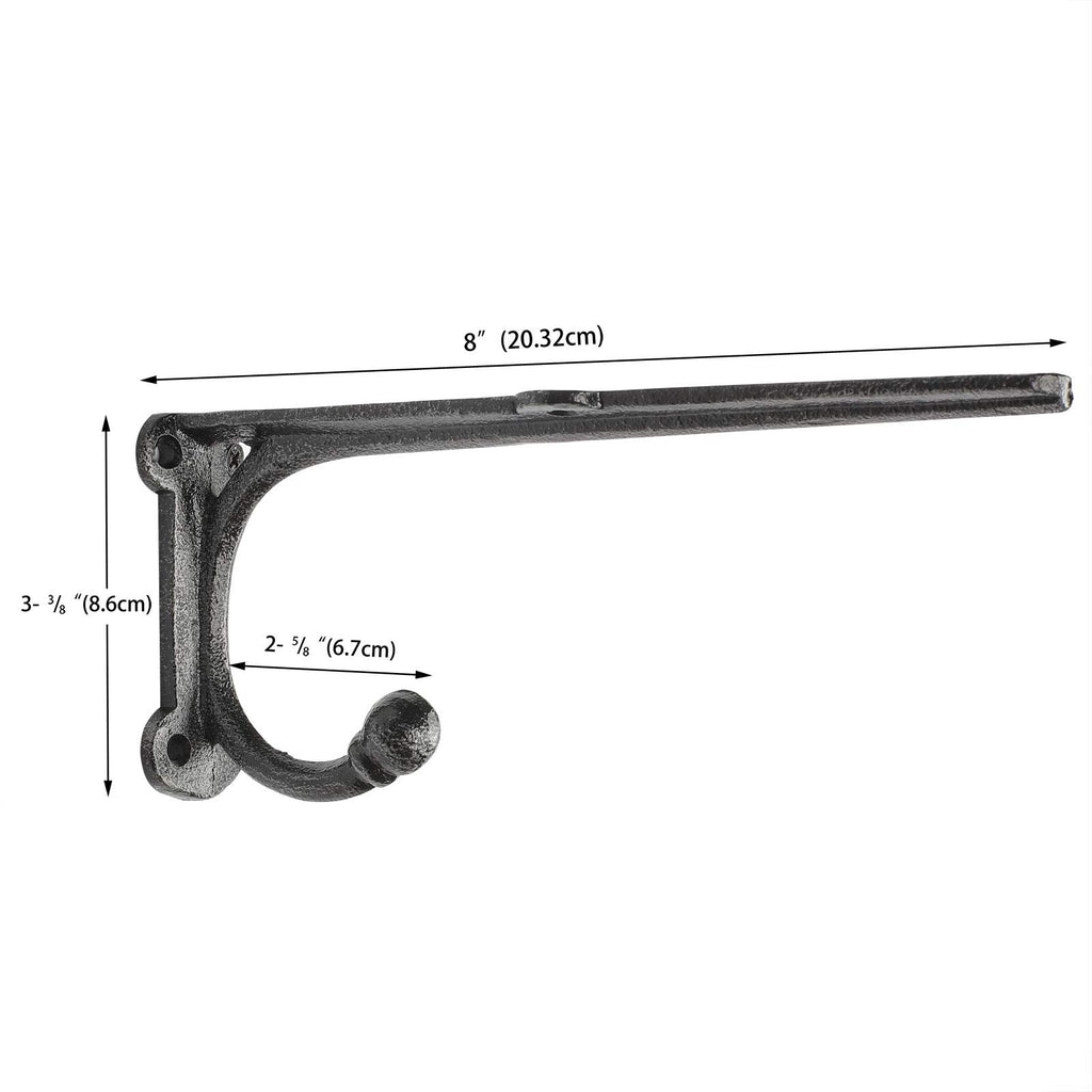 Floating Shelf Bracket 8 Inch, Cast Iron Shelf Brackets for Wall Shelving, Heavy Duty Shelf Bracket Supports
