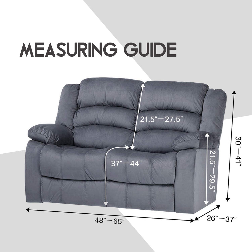 Reclining Love Seat Slipcover, 48" - 65" L, 6-Piece Velvet Stretch Loveseat Recliner Cover, 2 Seat Reclining Sofa