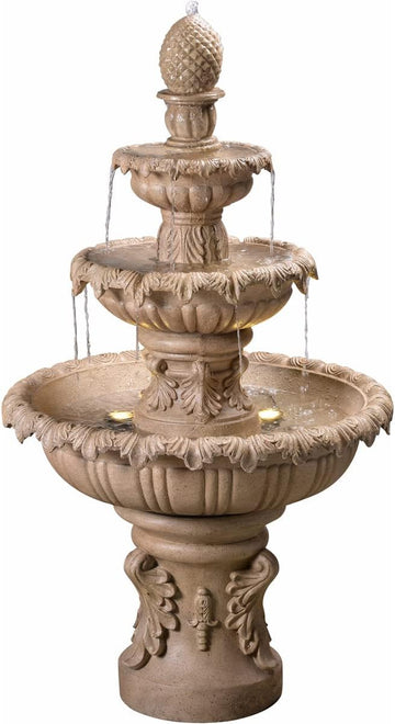 Ibiza Classic Outdoor Floor Fountain, Sandstone, 45 Inch Height, 25.5 Inch Width, 25.5 Inch Depth