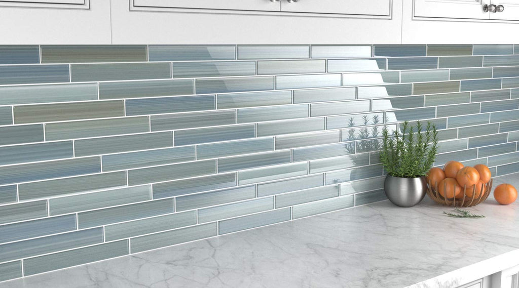 Wintermoss Glass Subway Tile Backsplash or Bathroom, 2x12