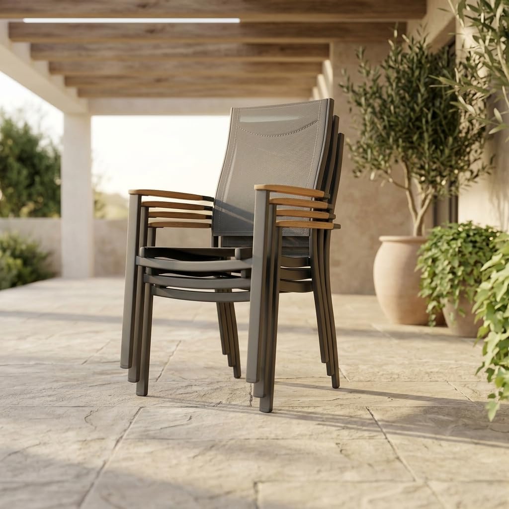 Franklin 13-Piece Teak Finish Wood and Aluminum Rectangular Extendable Patio Dining Set | 100% Teak from Indonesia