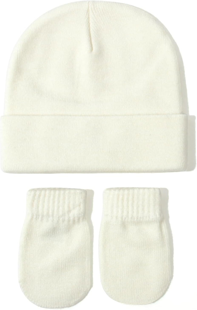 Toddler Baby Beanie Hat and Mittens Set Hat Toddler Winter Warm Knit Hat for Boys Girl 0-5 Years