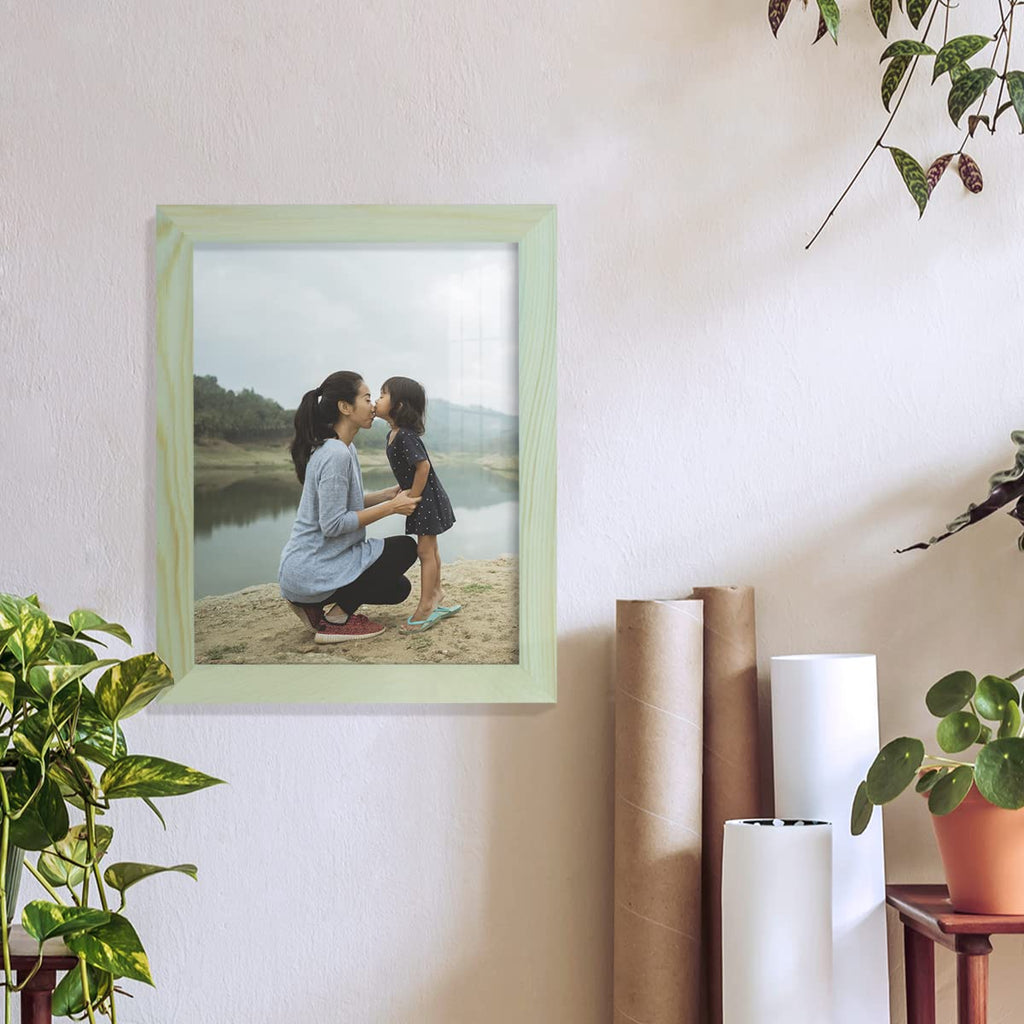 8x10 inch Solid Wood Picture Frame, High Definition Glass and High-end Modern Style Cream Colored for Wall and