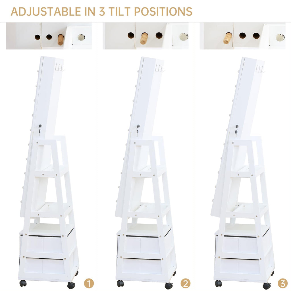 Jewelry Armoire Cabinet Organizer Standing with 20 LED Lights