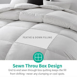 Lightweight Feather Down Comforter Twin - Ultra Soft 100% Organic Cotton Quilted Duvet Insert