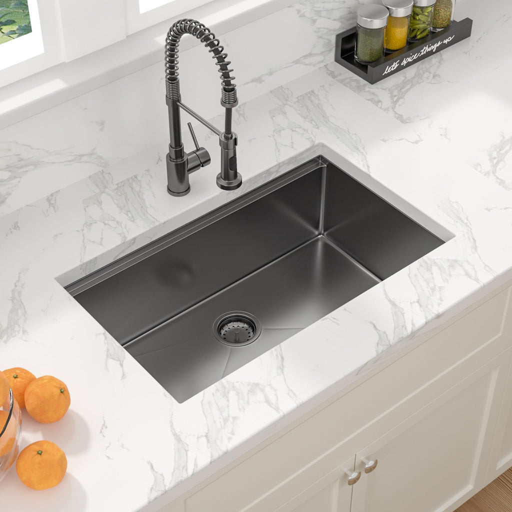 28 Black Undermount 28"x18" Stainless Workstation Sinks