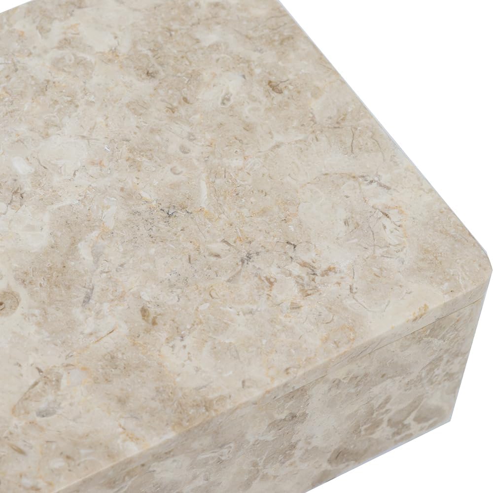 Beige Rectangular Marble Box - Decorative Storage, Home and Office Tabletop Decoration, Living Room Console Table